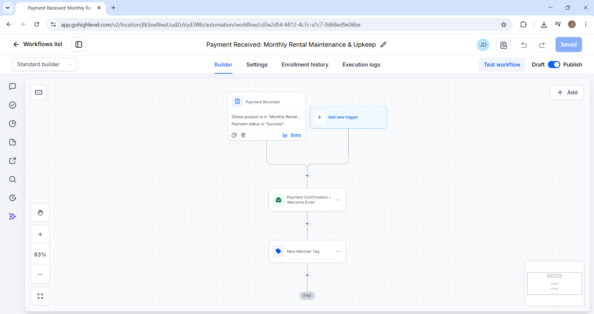 Rental maintenance payment workflow